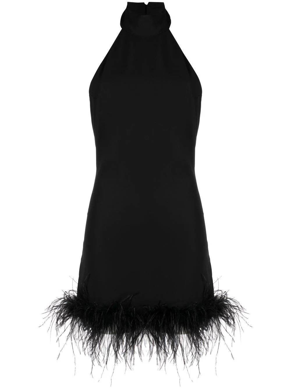 De La Vali Fuego feather-trim Halterneck Dress - Farfetch | Farfetch Global