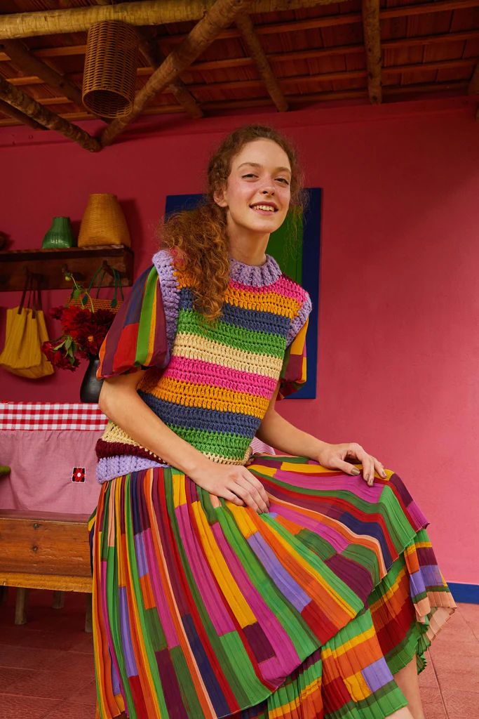 striped knit vest | FarmRio