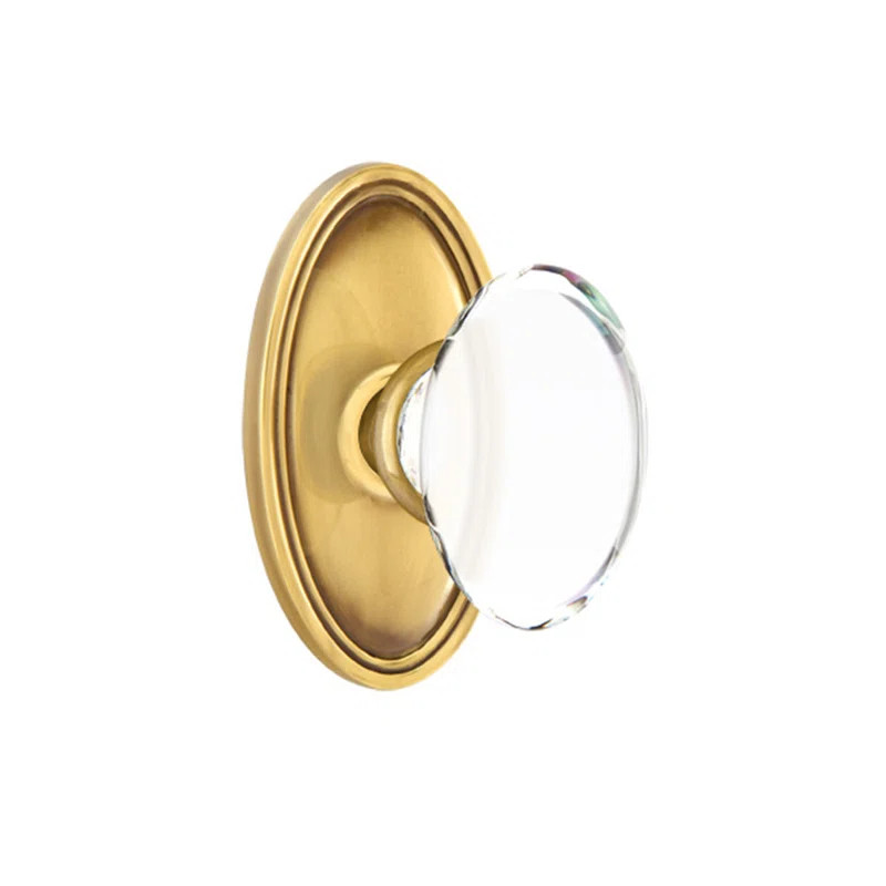 Emtek Passage Knobset w/ Oval Roestte and Hampton Glass Knob | Wayfair North America