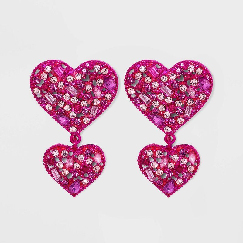 SUGARFIX by BaubleBar Rhinestone Encrusted Heart Drop Earrings | Target
