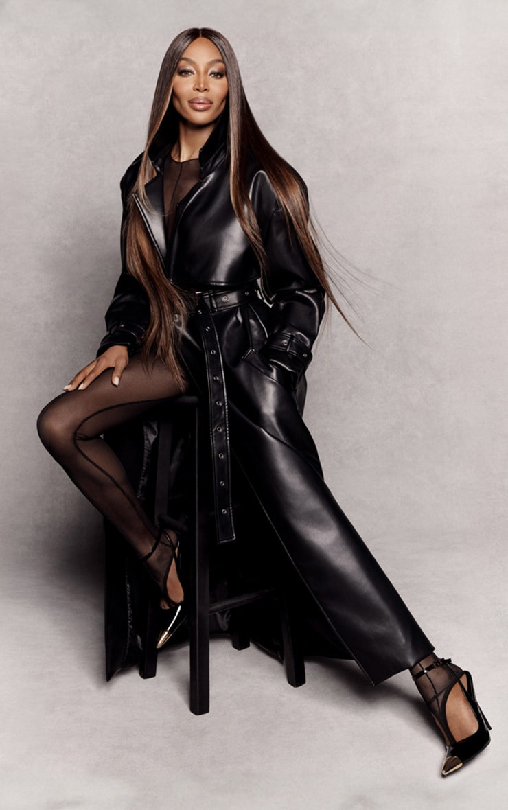 Black PU Oversized Trench Coat | PrettyLittleThing US
