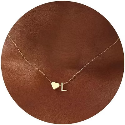 Initial Necklace - 18K Gold Plated Heart Pendant with A-Z Letters, Dainty Birthday Gift for Women and Teen Girls | Target
