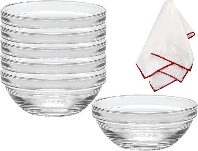 Duralex Lys Stackable Glass Bowls with a Polishing Cloth | Amazon (US)