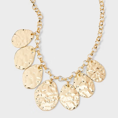 Hammered Drop Statement Necklace - A New Day™ Gold | Target
