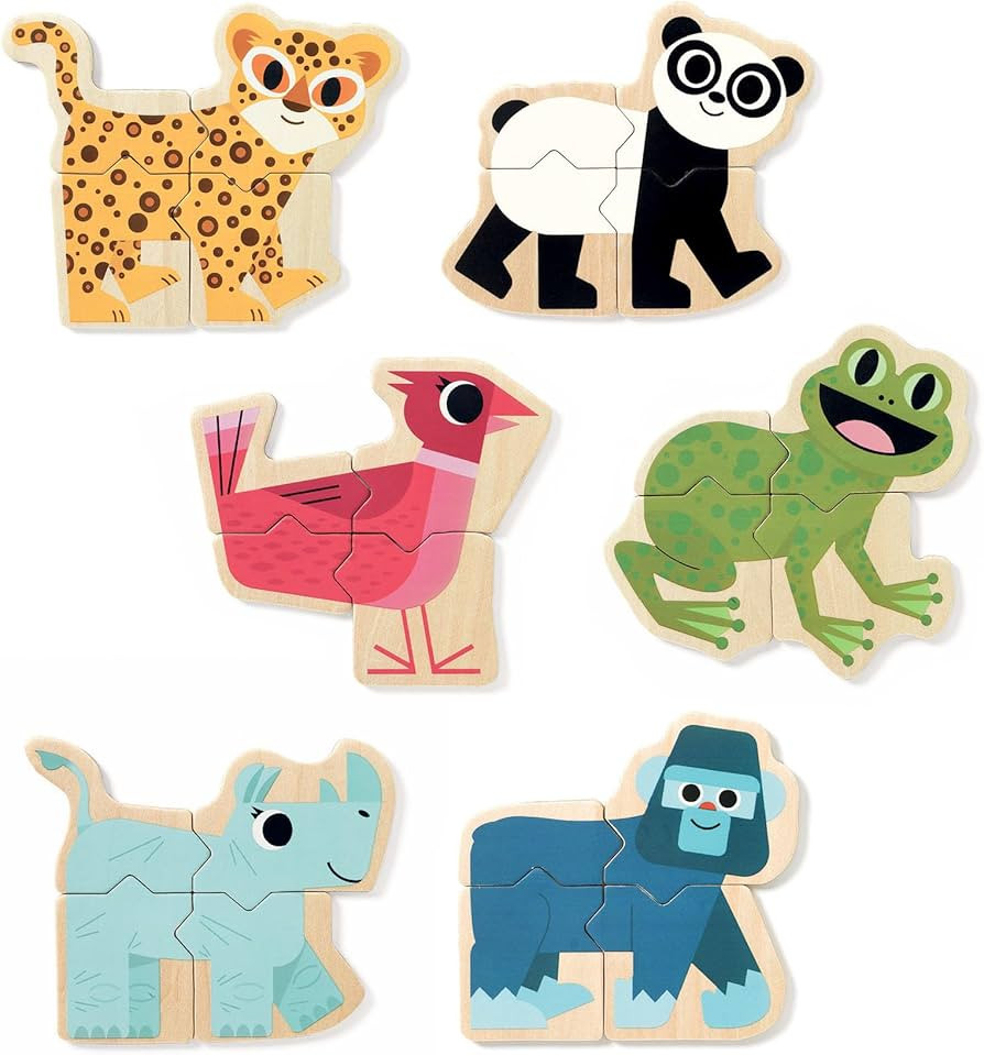 DJECO Mixanimo Mix & Match Wooden Animal Magnets | Amazon (US)