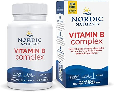 Nordic Naturals Vitamin B Complex - 45 Capsules - Thiamine, Riboflavin, Niacin, Vitamin B6 & B12,... | Amazon (US)
