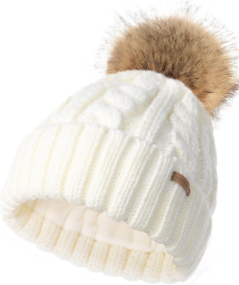 Camptrace Winter Hats for Women Chunky Knit Beanie Hat Trendy Cute Warm Skull Ski Cap Pom Pom Bea... | Amazon (US)