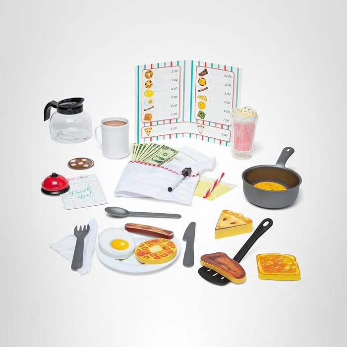 Melissa & Doug Star Diner Restaurant 41-Piece Play Set with Toy Food, Cookware & Play Kitchen Acc... | Amazon (US)