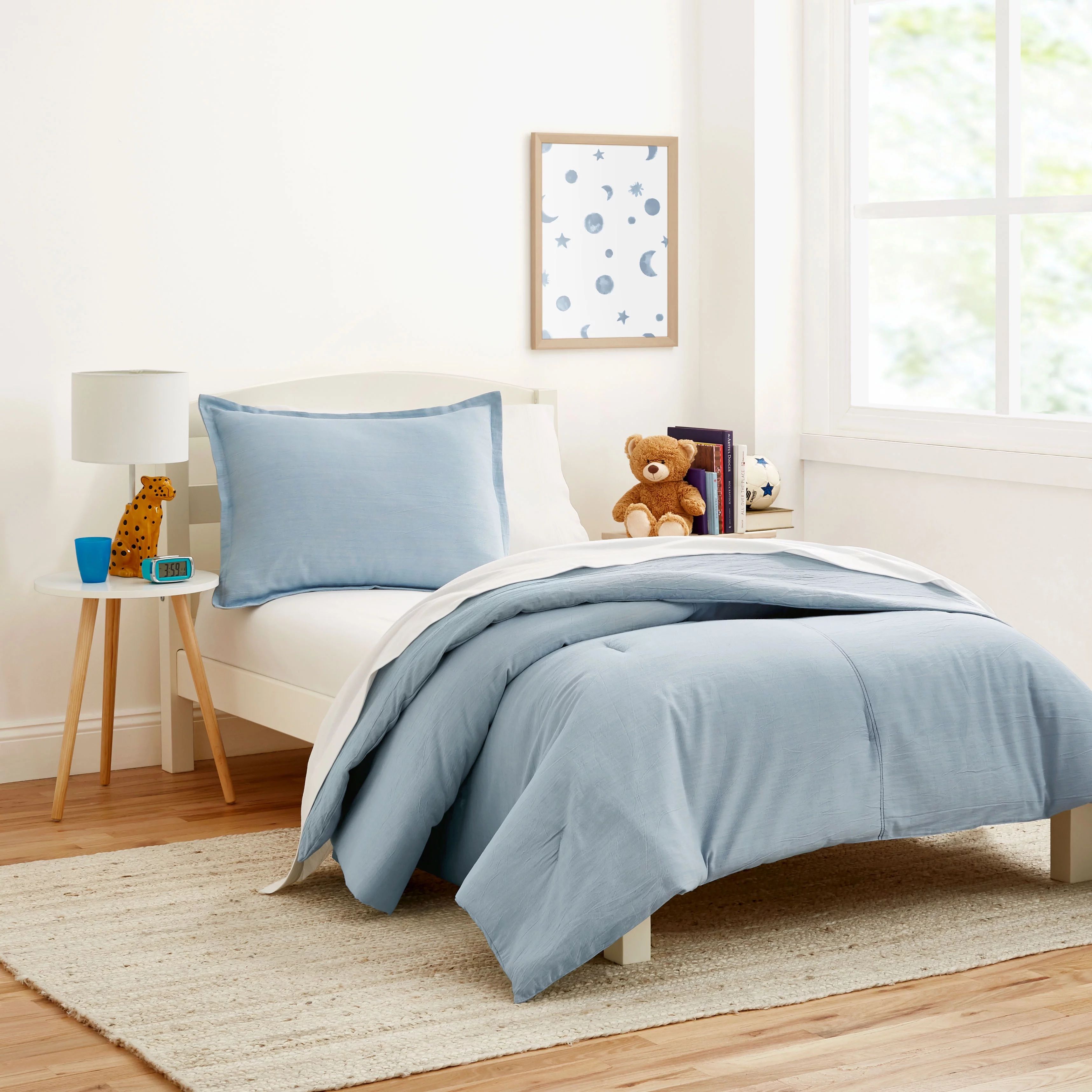 Gap Home Kids Washed Denim Organic Cotton Comforter Set, Twin, Light Blue, 2-Pieces | Walmart (US)