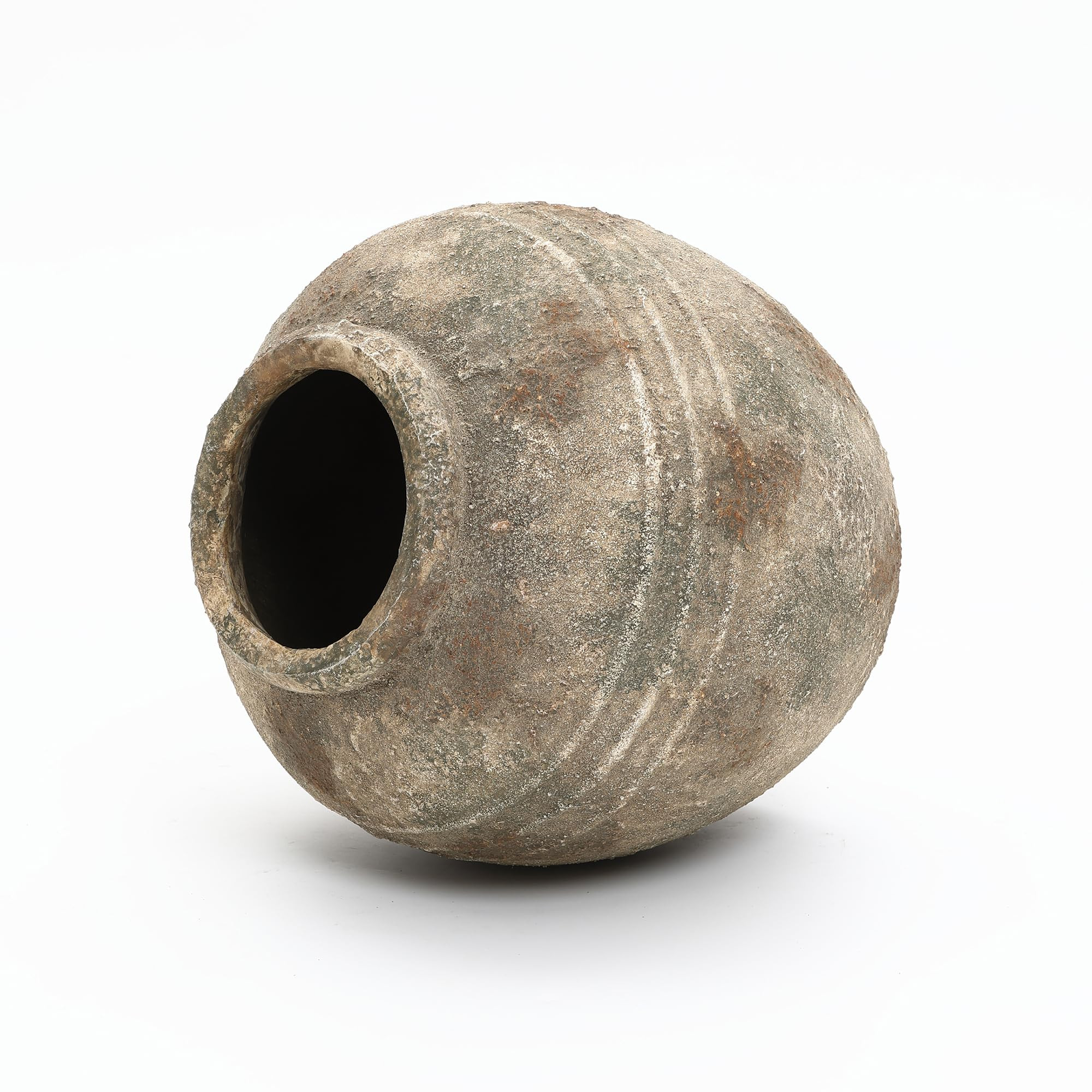 LuxenHome Rustic Ceramic Vase, 12" Weathered Terracotta with Textured Ridges Round Vases, Boho Fl... | Amazon (US)