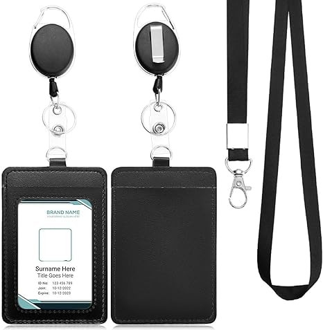 PU Leather ID Badge Holder, Life-Mate ID Badge Holder with 1 Clear ID Window 1 Credit Card Slot a... | Amazon (US)