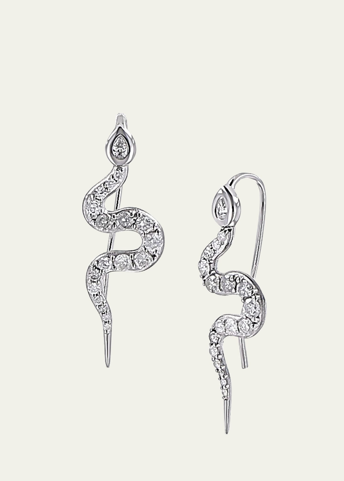 Sheryl Lowe Silver Diamond Snake Earrings | Bergdorf Goodman