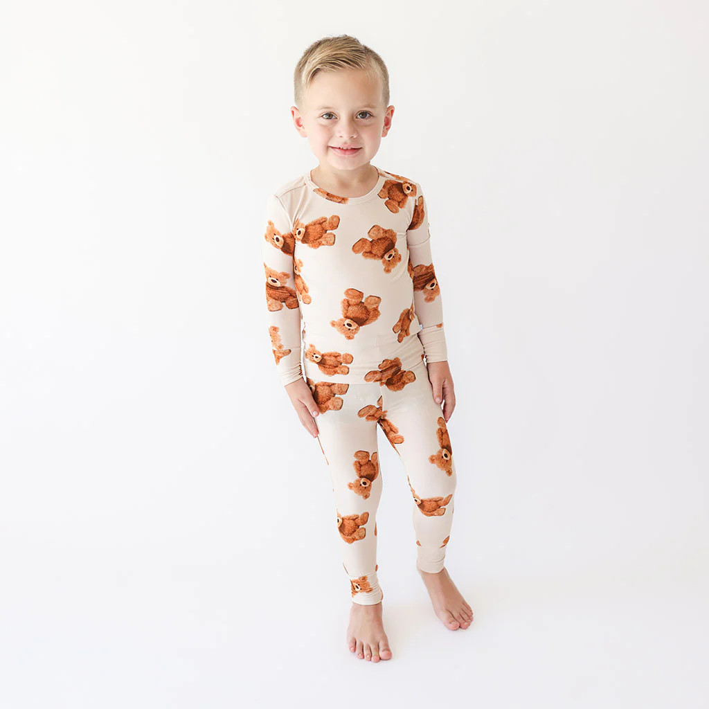 Bears Yellow Long Sleeve Toddler Pajamas | Teddy Freddy | Posh Peanut