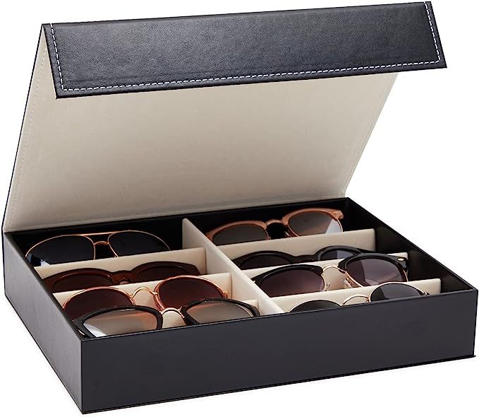 Juvale 8 Slot Glasses Box Organizer, Sunglasses Display Storage Case for Multiple Eyeglasses, Ret... | Amazon (US)