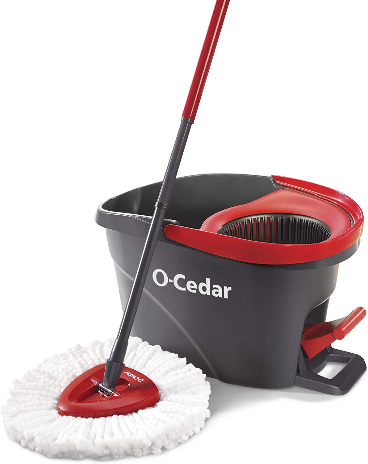 O-Cedar EasyWring Microfiber Spin Mop, Bucket Floor Cleaning System, Red, Gray | Amazon (US)