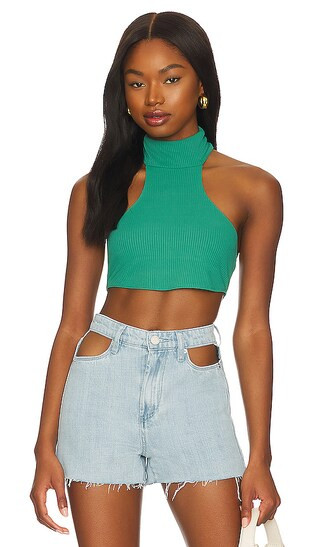 Melanie High Neck Top in Green | Revolve Clothing (Global)