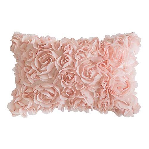 MIULEE 3D Decorative Spring Romantic Stereo Chiffon Rose Flower Pillow Cover Solid Square Pillowcase | Amazon (US)