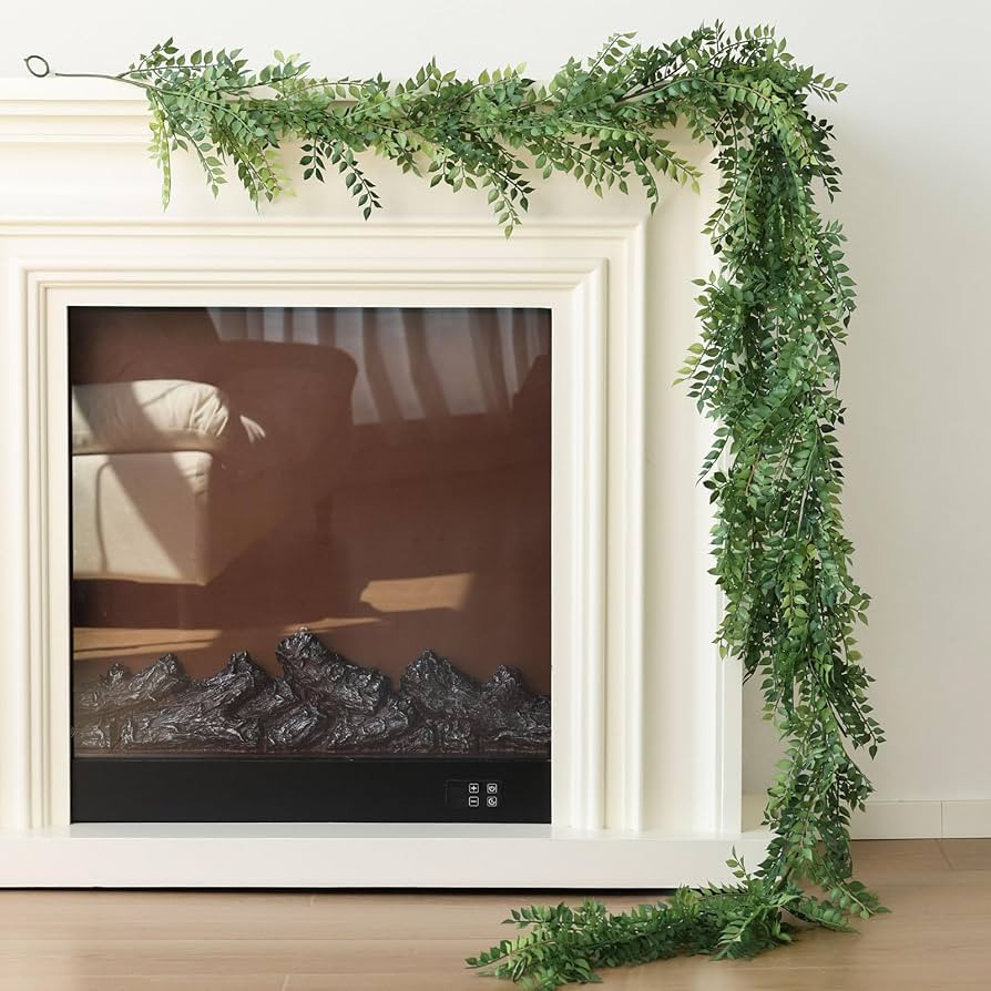 Mizii Artificial Vines Garland 6 Feet Fake Vine with Green Leaves Realistic Greenery Garland Faux... | Amazon (US)