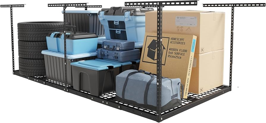 FLEXIMOUNTS 4x8 Overhead Garage Storage Rack, Adjustable Organization System, Heavy-Duty Metal Ce... | Amazon (US)