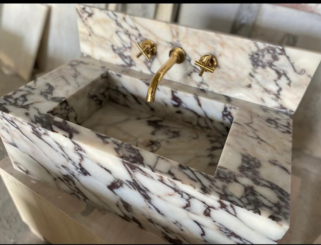 Calacatta Viola Marble Sink, Custom Order Sink, Powder Room Sink, Wall Mount Sink | Etsy (US)