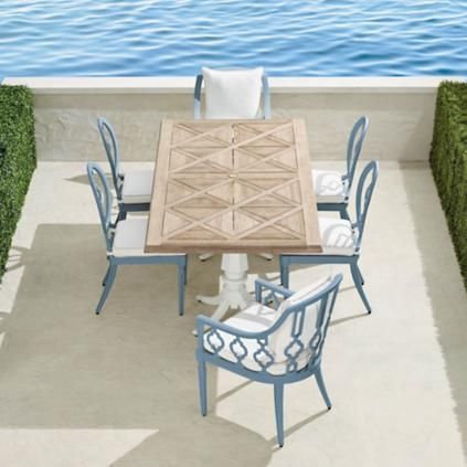 Avery 7-pc. Dining Set in Moonlight Blue Finish | Frontgate