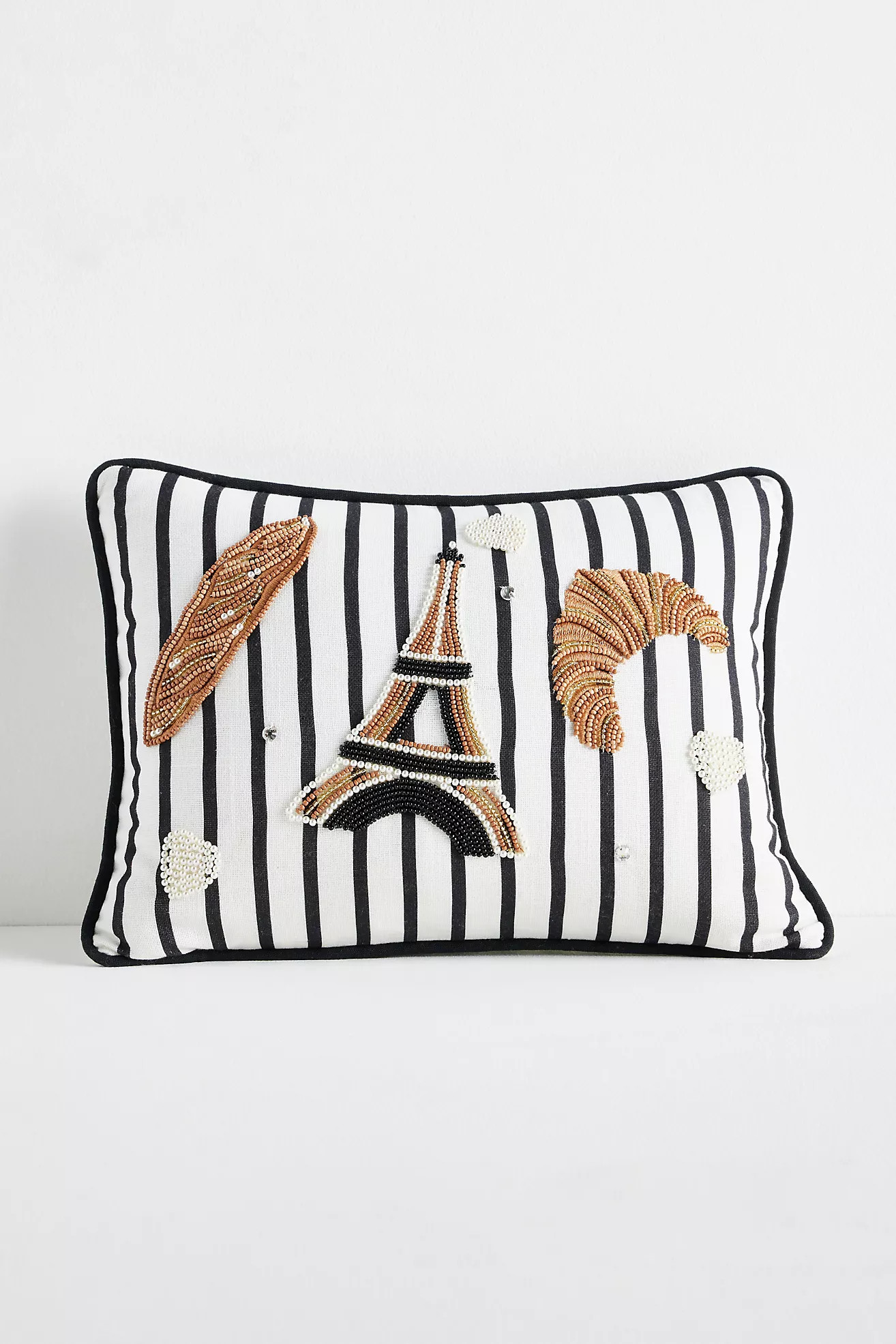 City Icon Embroidered Cotton Pillow | Anthropologie (US)