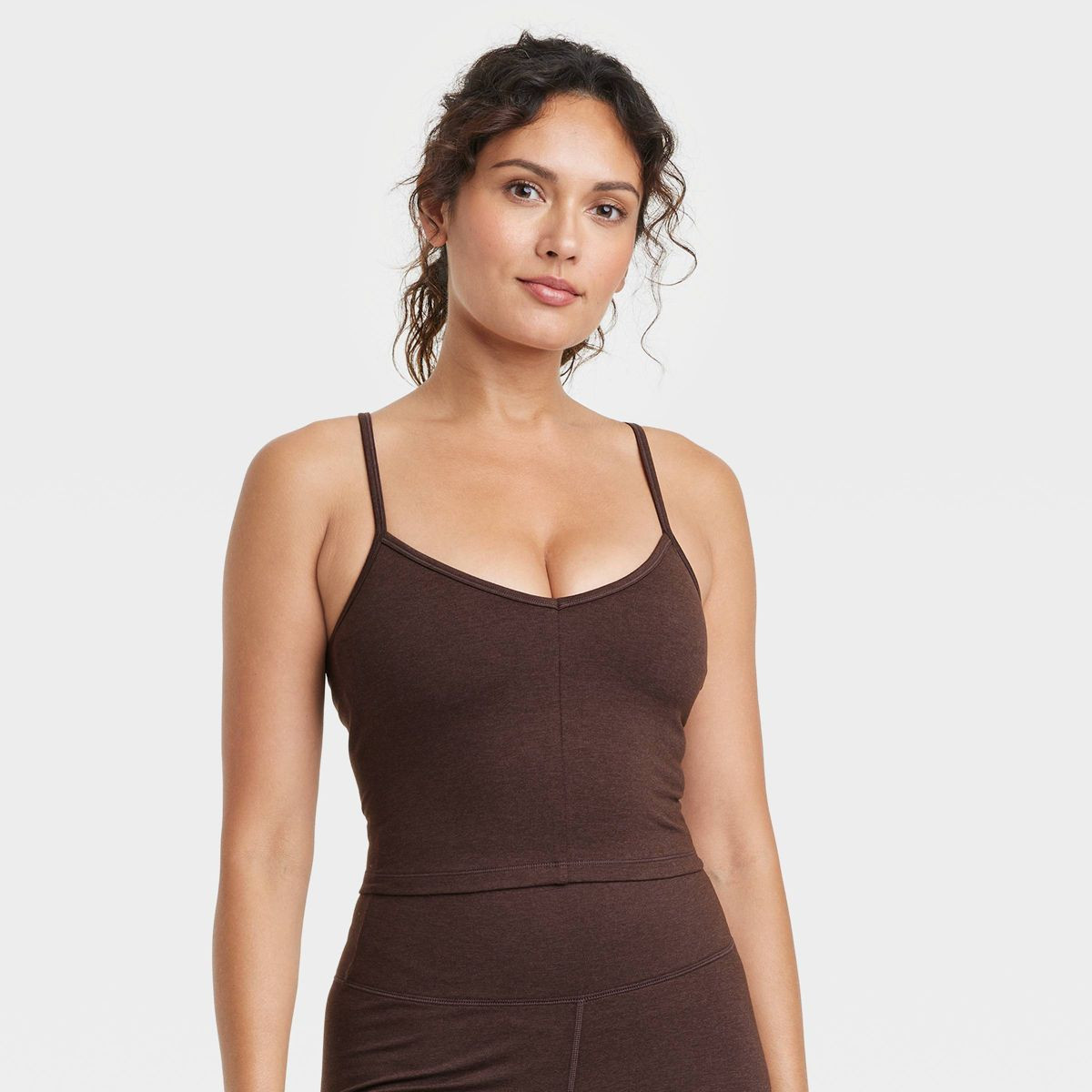 Women's Light Support Allover Cozy Cami Sports Bra - All in Motion™ Espresso XS | Target