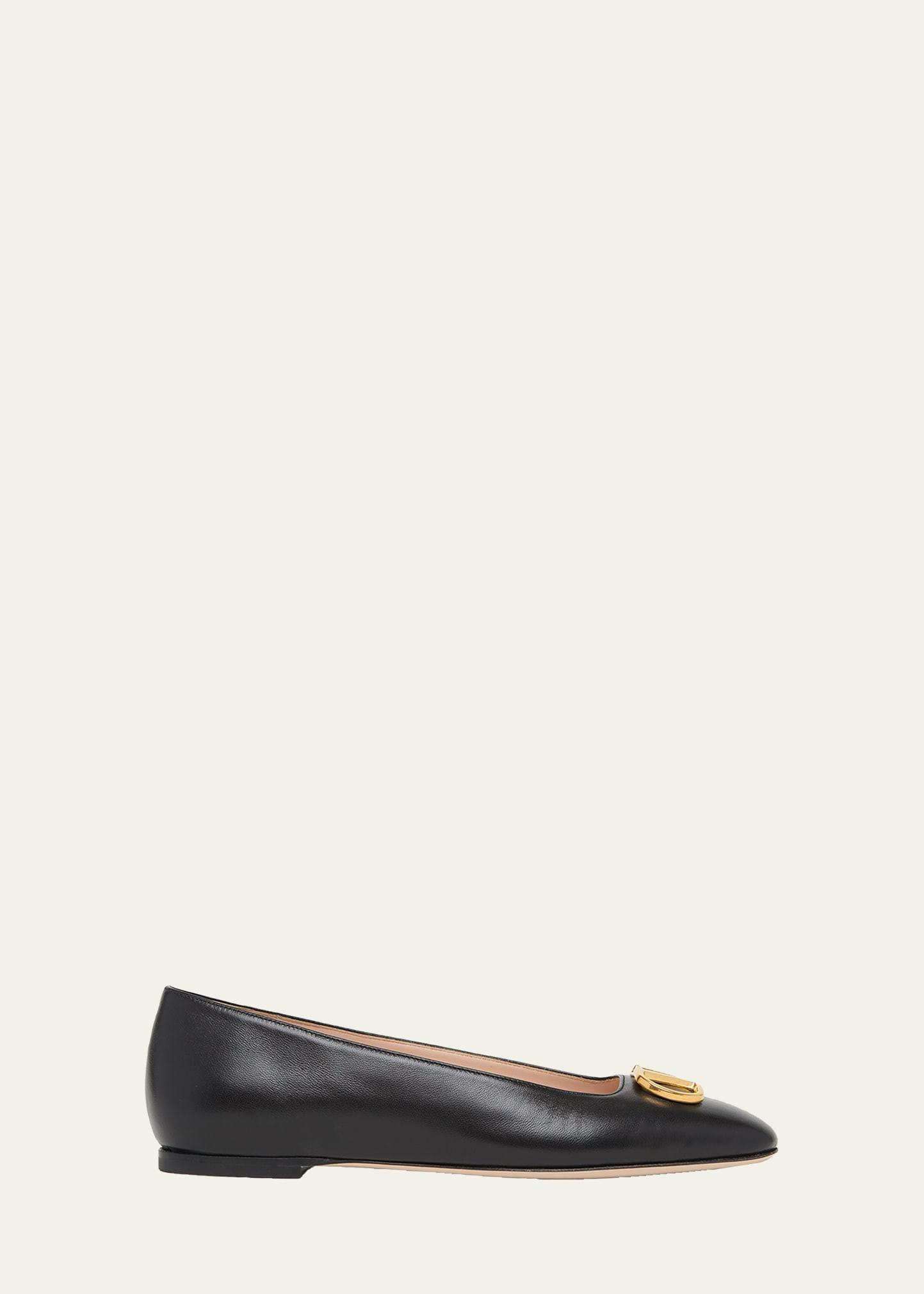 VLogo Signature Leather Ballerina Flats | Bergdorf Goodman