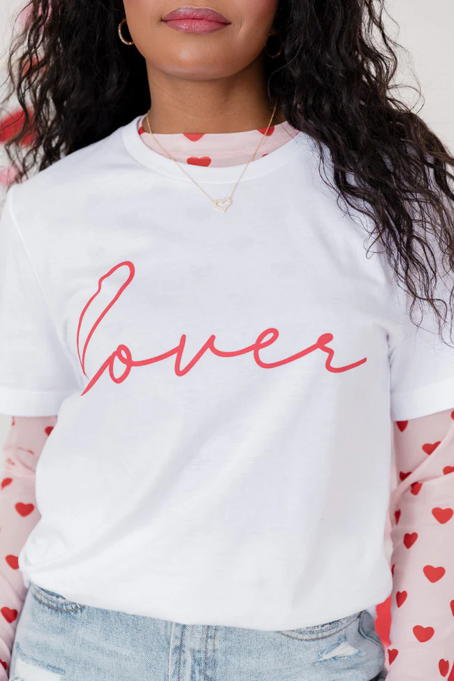 Lover Script White Bella Canvas Graphic Tee FINAL SALE | Pink Lily