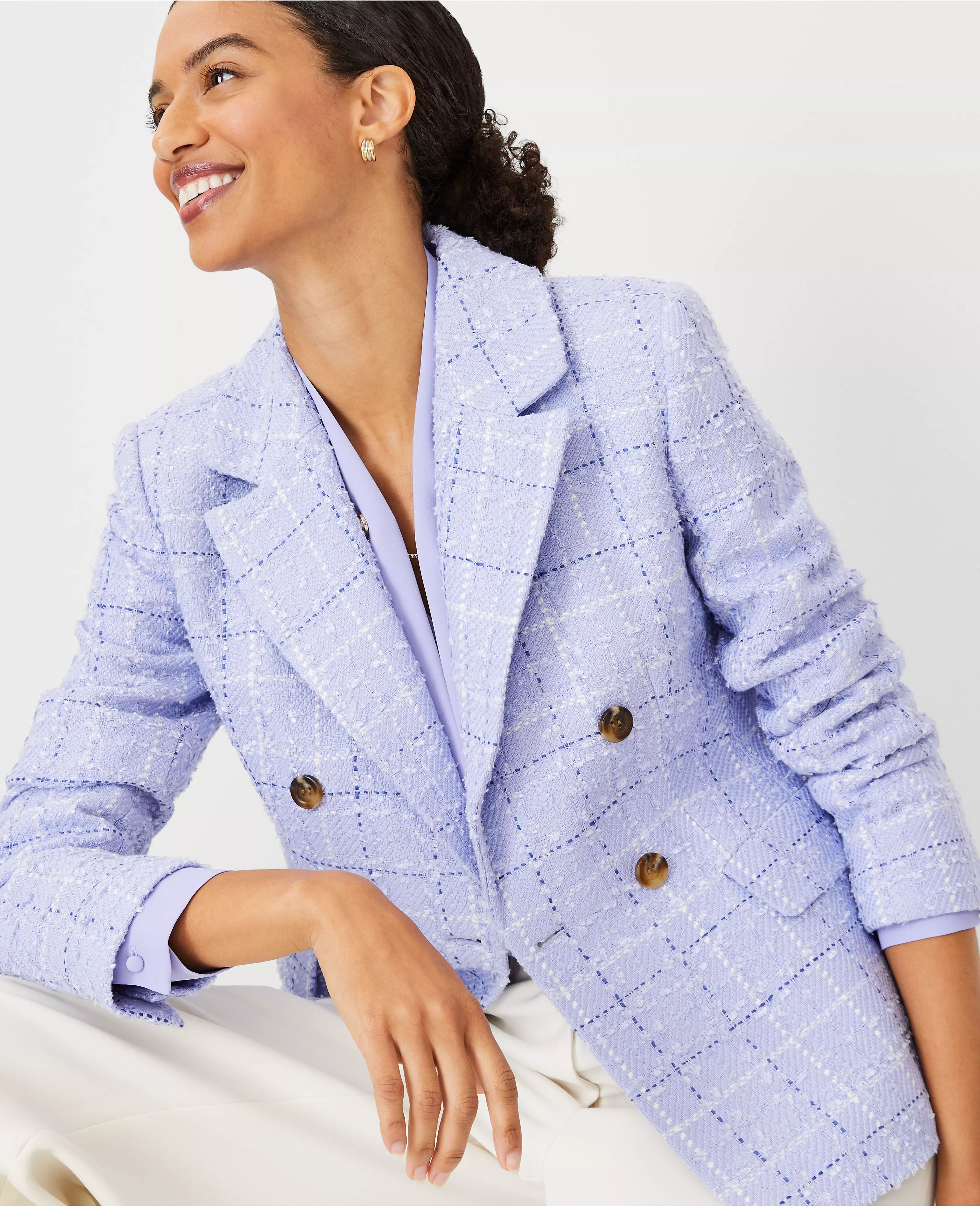 The Tailored Double Breasted Blazer in Tweed | Ann Taylor (US)