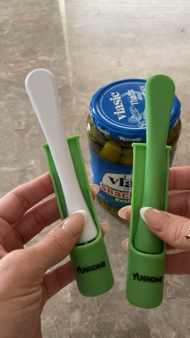 Who else loves snacking on pickles or olives but hates having to dig  into the jar to get them? 🙋🏼‍♀️ my kids equally love snacking on them and digging their grubby unwashed hands into the jar which grosses me out! This solves that issue and comes with different sized straps to accommodate different sizes of jars. Would also be great for parties!! 🫒 under $10🫶🏼

pickle fork, party must have, kitchen knickknacks, kitchen, gadgets, Home hack, Amazon finds 

#LTKFindsUnder50 #LTKHome