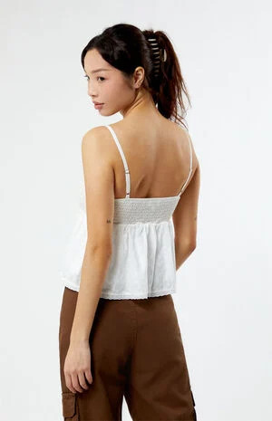 LA Hearts Ruched Bow Tie Babydoll Top | PacSun