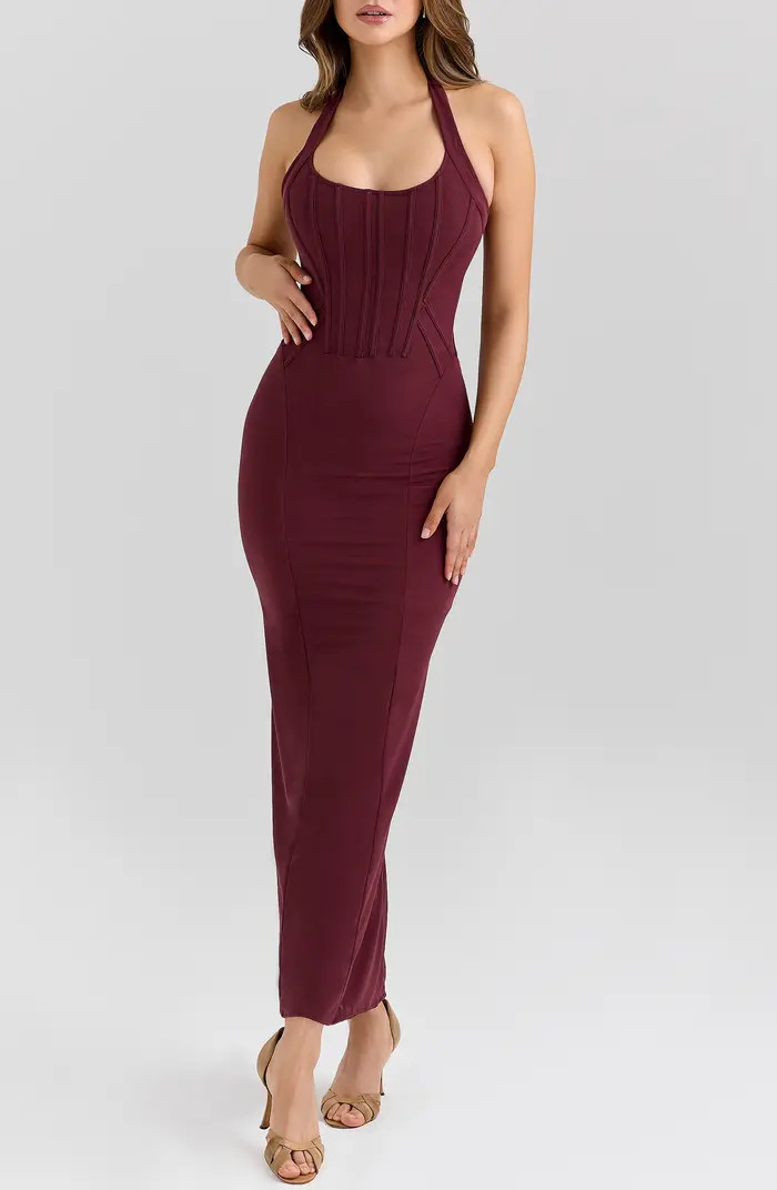 HOUSE OF CB Lusilla Halter Powermesh Body-Con Cocktail Dress | Nordstrom | Nordstrom