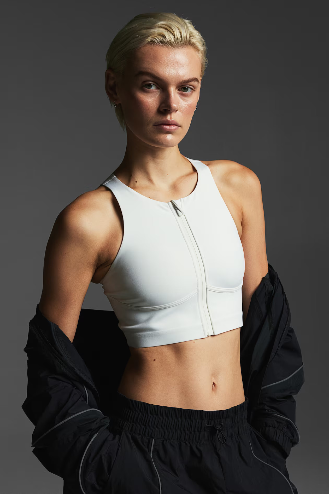 High Support DryMove™ Sport-BH mit Zipper - Rundausschnitt - Weiß - Ladies | H&M AT | H&M (DE, AT, CH, NL, FI)