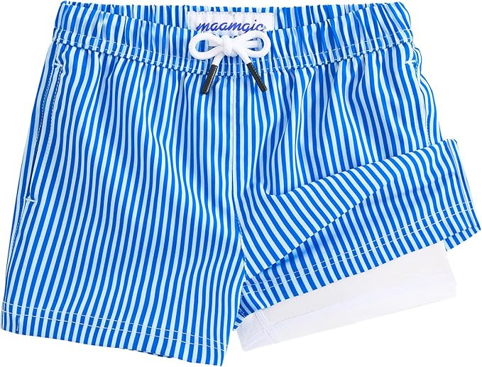 maamgic Boys Swim Trunks with Compression Liner 4-Way Stretch Quick Dry Bathing Suit Toddler Beac... | Amazon (US)