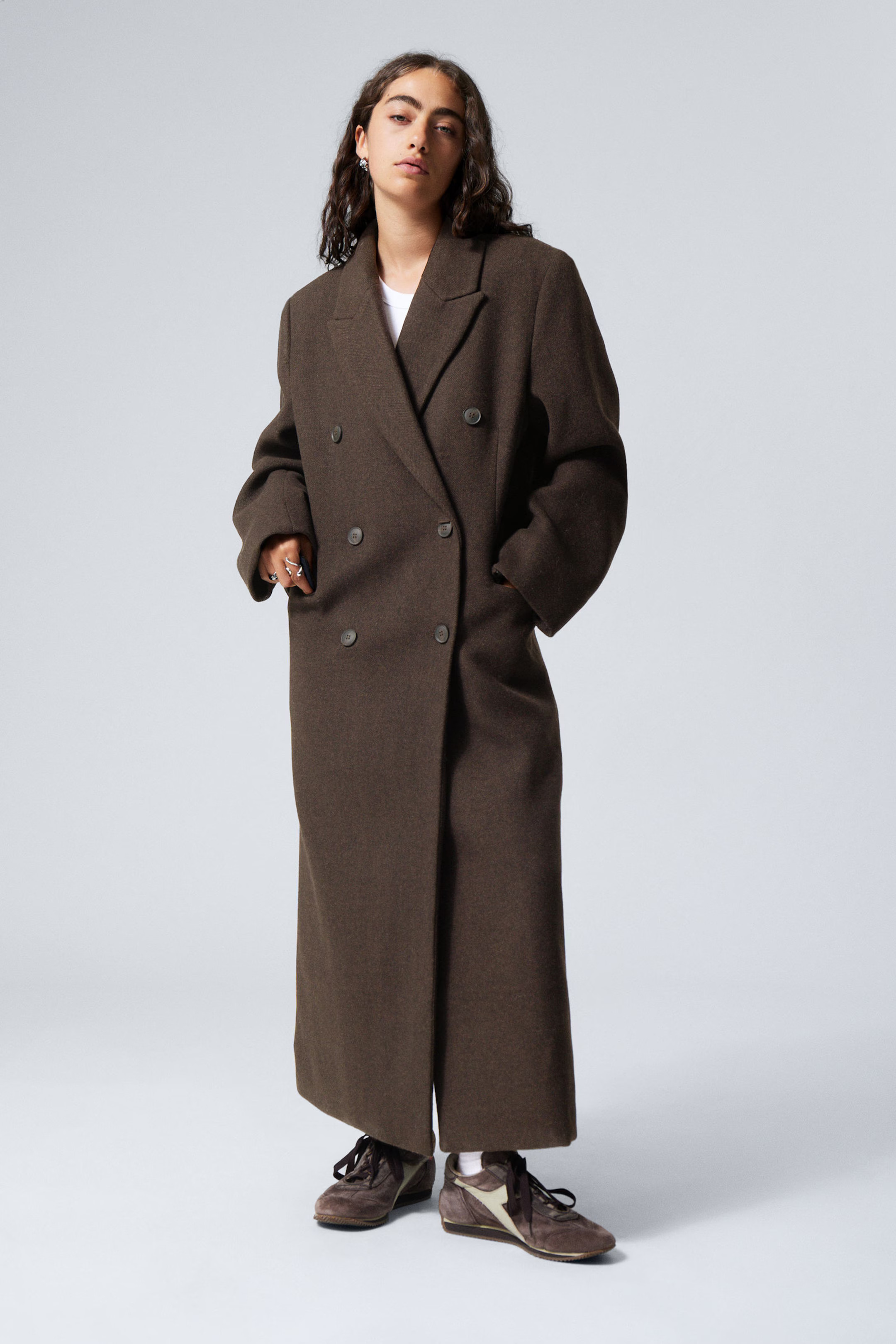 Oversized Double-Breasted Wool-Blend Coat | Weekday