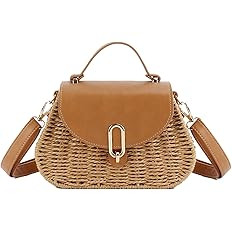 Cross Body Bag Women Straw Beach Rattan Woven Purse Small Retro Satchel Summer Vacation Top Handl... | Amazon (US)
