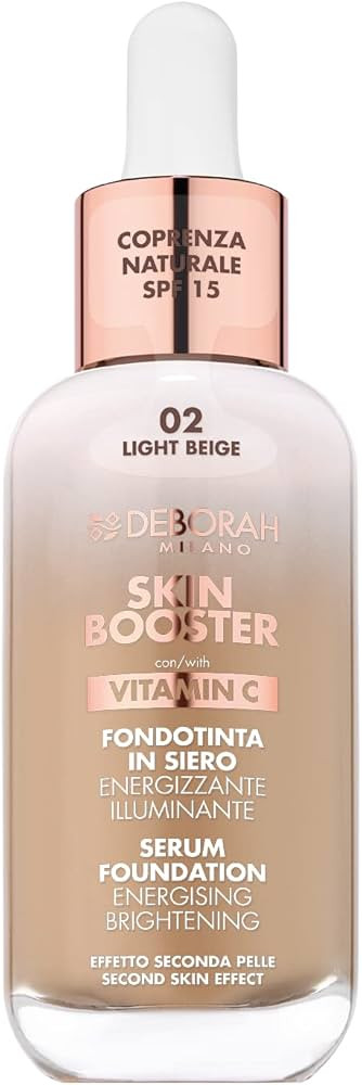 Deborah Milano - Skin Booster Fondotinta in Siero SPF 15, N.2 Light Beige, Energizzante e Illumin... | Amazon (IT)