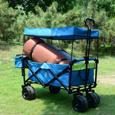 Collapsible Wagon 140L Wagons Carts Foldable With Removable Canopy, Folding Wagon Cart With Wheels For All-Terrain With Brake, Foldable Wagon With Coo | Wayfair North America