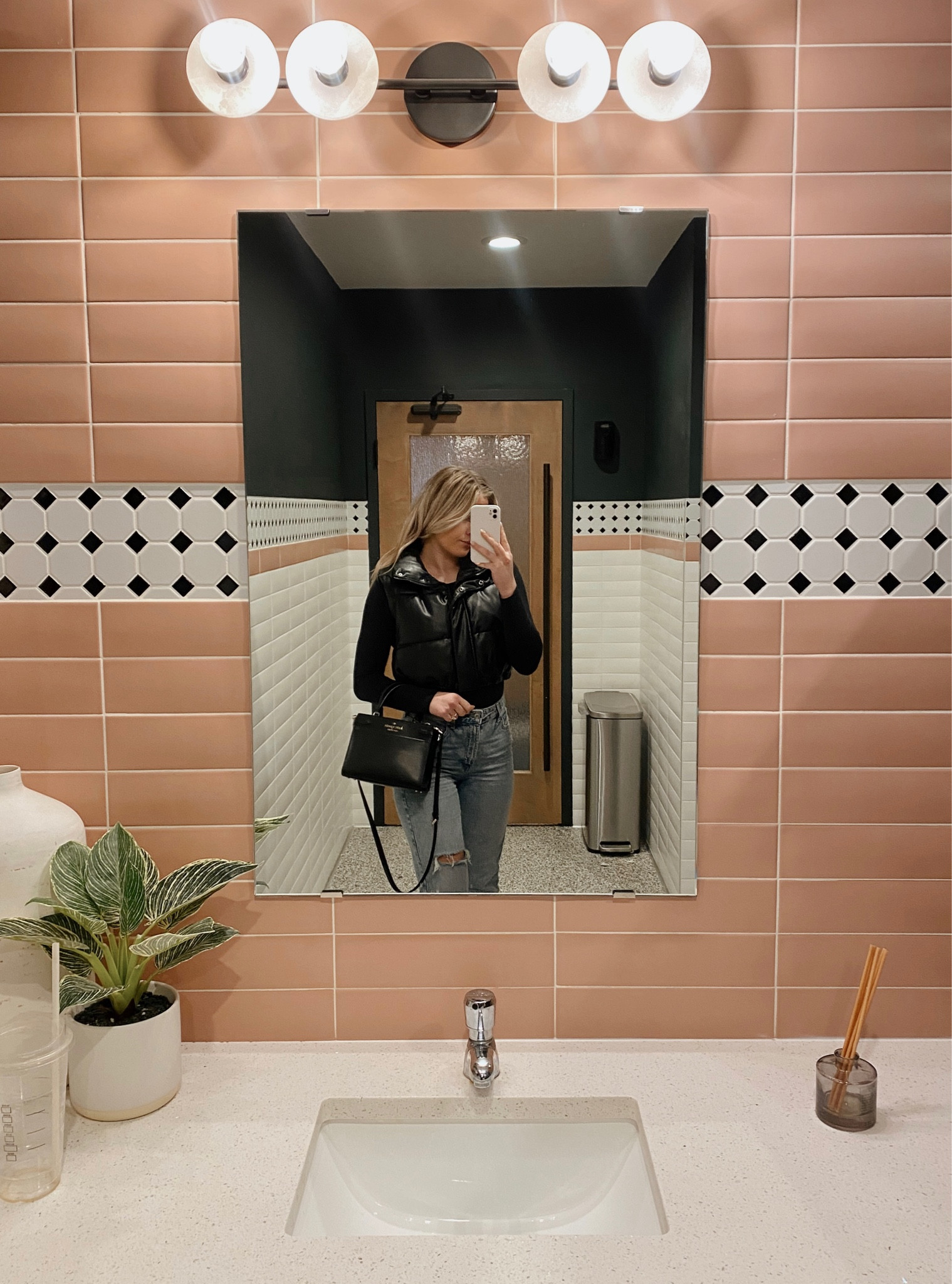 sunday fun day bathroom mirror selfie 🤍 
jeans: h&m
bodysuit: aritzia 
leather puffer vest: zara 
purse: kate spade 
iphone case: amazon 

#Sweepstakes

#LTKstyletip #LTKFestival #LTKSeasonal