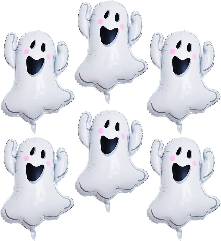 Ghost Balloons White Ghost Shape Aluminum Foil Balloon for Halloween Theme Party 6Pack | Amazon (US)