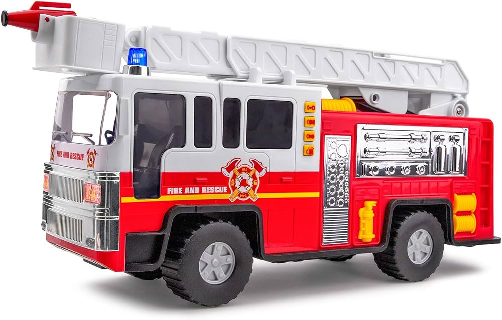 Playkidiz 15" Fire Truck Toy for Kids with Lights and Siren Sounds, Classic Red and White Rolling... | Amazon (US)