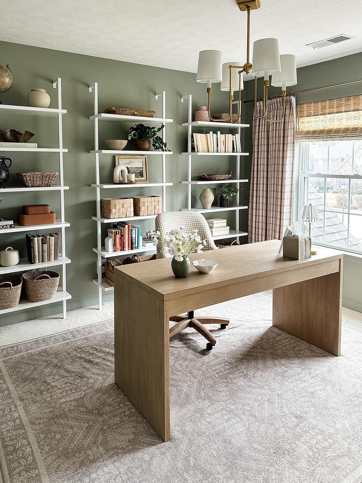 Nathan James Theo 6-Shelf Tall Modern Bookshelf, Wall Mount Ladder Shelf Bookcase with Wood and I... | Amazon (US)