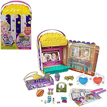 Polly Pocket Un-Box-It Playset, Popcorn Shaped Box Opens to a Movie Theater Adventure, 20 Accessorie | Amazon (US)