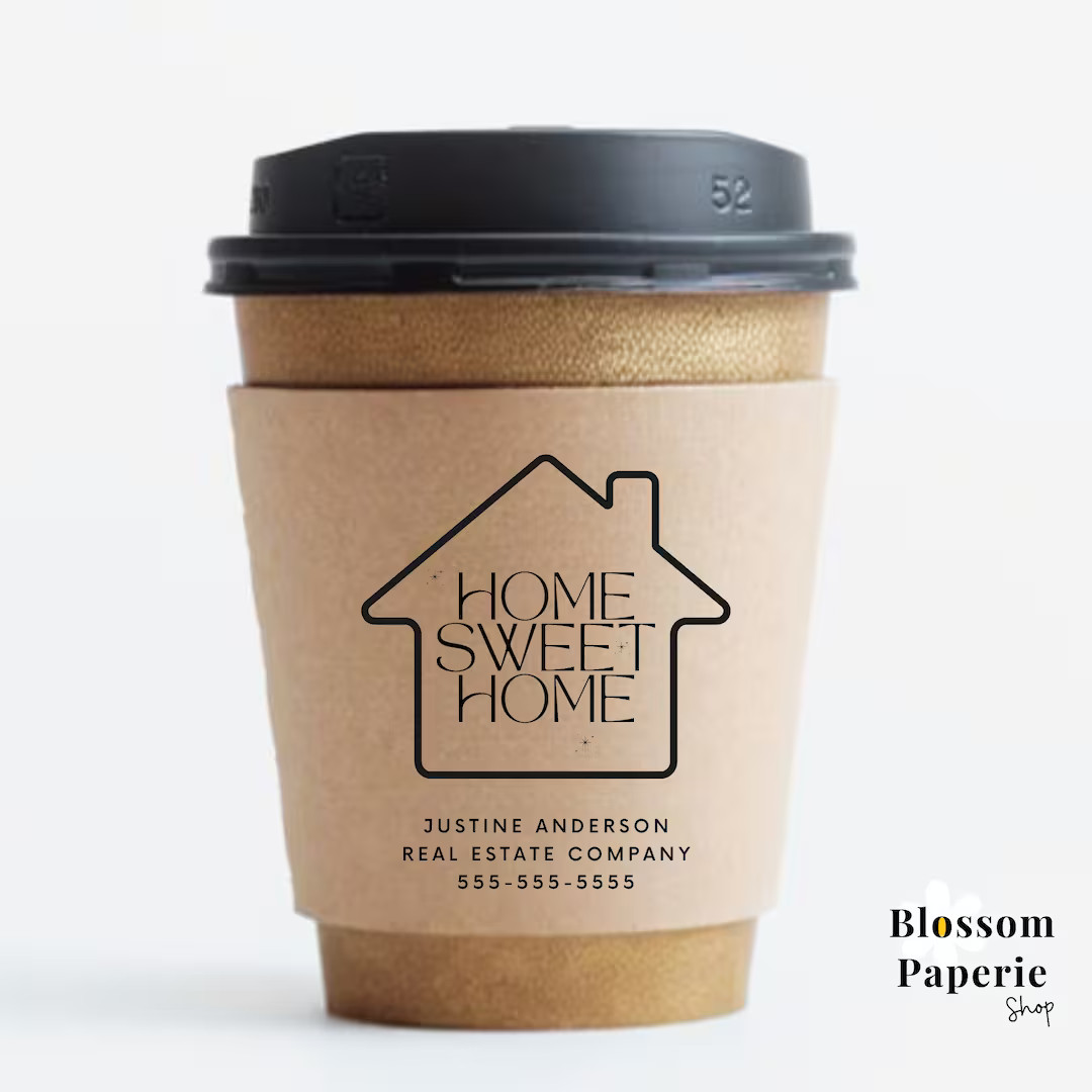 Real Estate Coffee Cup Sleeves Realtor Giveaway Swag Custom Realtor Favors Realtor Open House Cof... | Etsy (US)