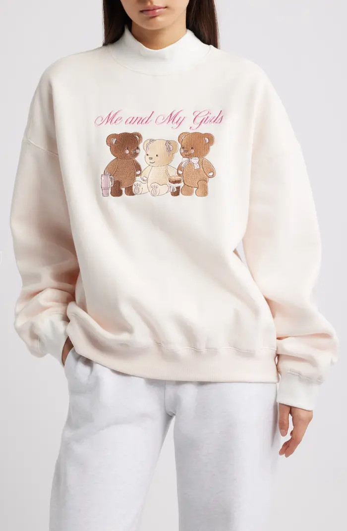 Me & My Girls Embroidered Mock Neck Graphic Sweatshirt | Nordstrom