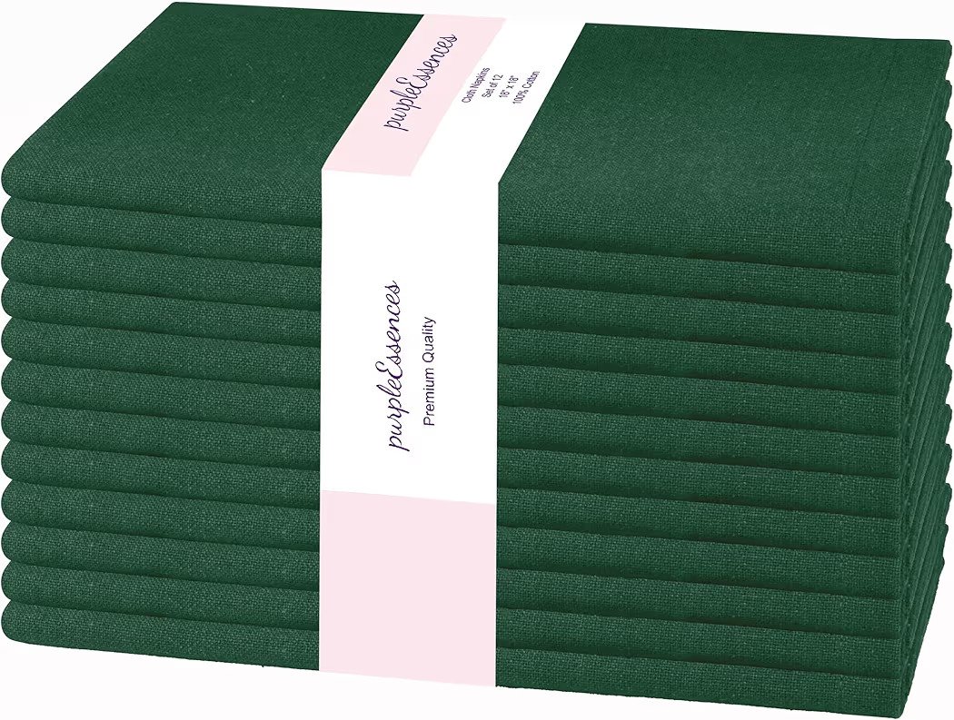 PurpleEssences Set of 12 Cloth Dinner Napkins 100% Cotton 18x18 Inch - Soft Durable Washable - Id... | Amazon (US)