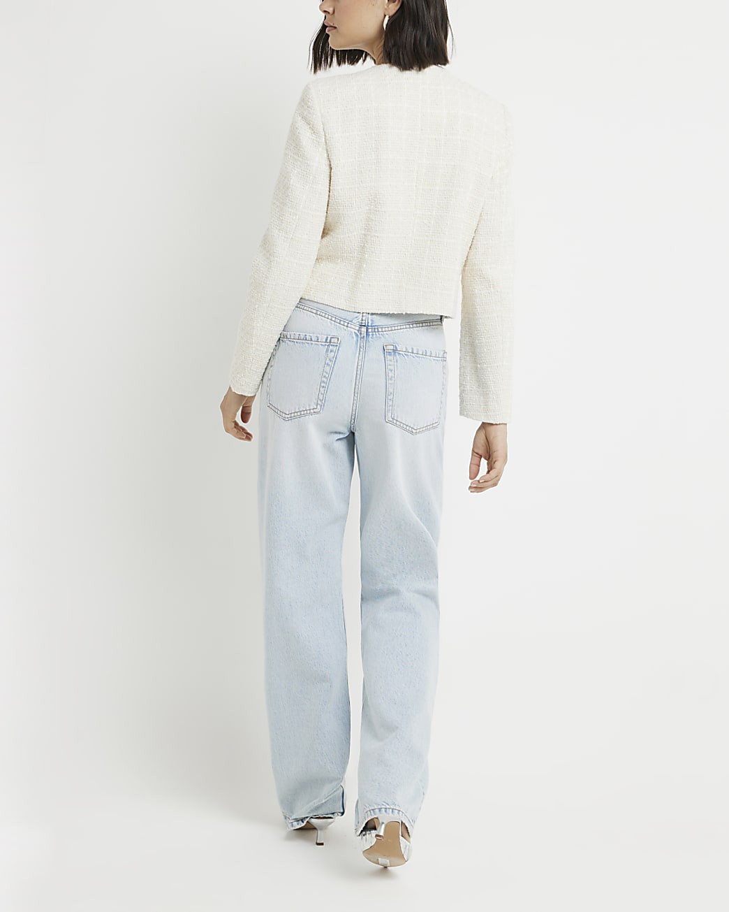 Cream boucle crop trophy jacket | River Island (UK & IE)