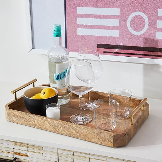 Deco Wood & Brass Handle Tray | West Elm (US)