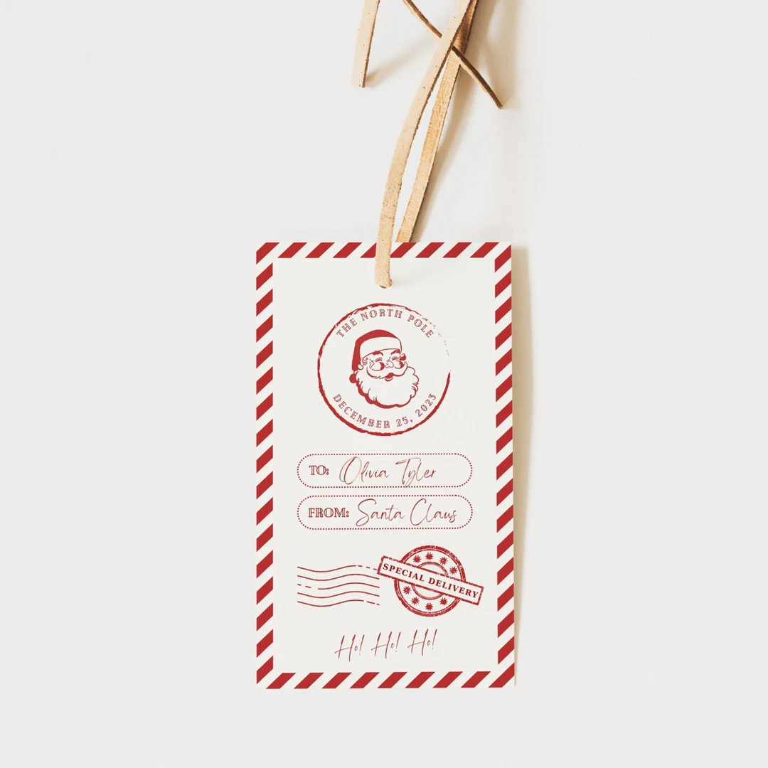 Santa Gift Tag, Christmas Present Tags, Vintage Santa Tags, Christmas Tag Template, Printable Chr... | Etsy (US)